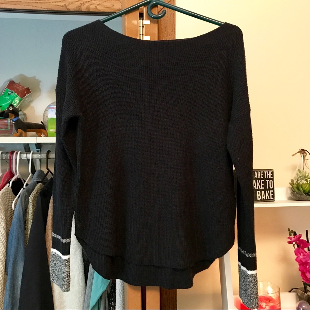 Black Ribbed Express Sweater